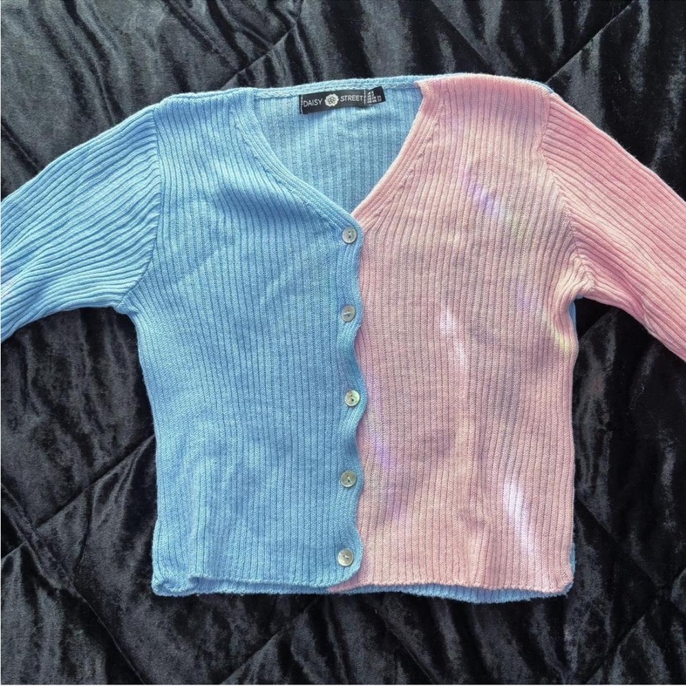 Daisy street blue and pink split cardigan sweater